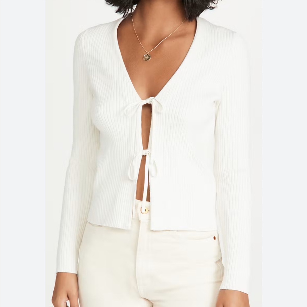 Madewell Women’s Cream Ribbed Tie-Front Cardigan Sweater S